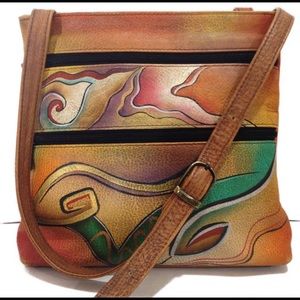 ANUSCHKA Hand Painted Crossbody Shoulder Bag Purse